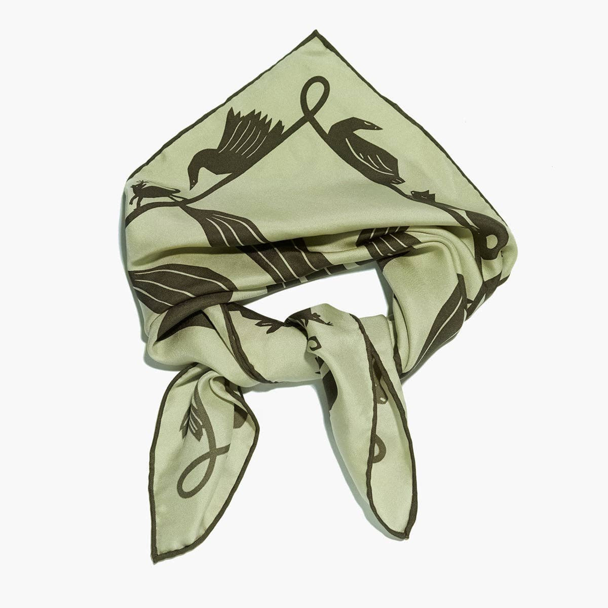 Familiar 100% Silk Scarf Bandana Hand Printed with Animals