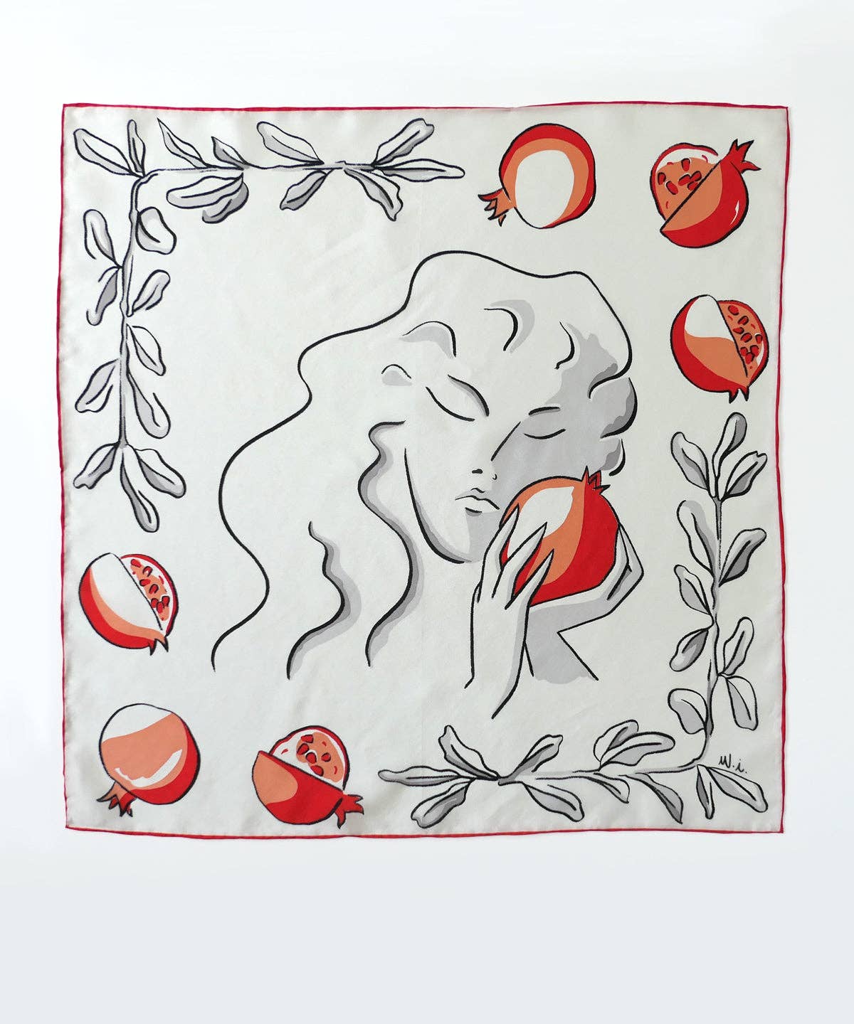 Persephone Scarf - 100% Silk Hand Printed Small Bandana