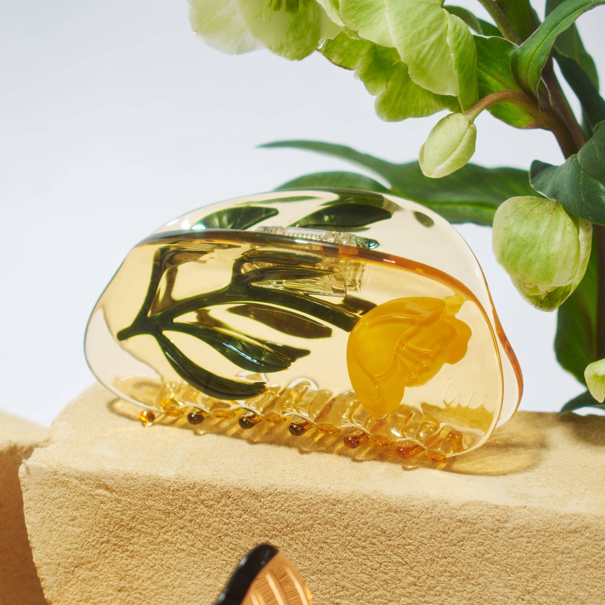 Buttercup Wild Flower Hair Claw Clip in Clear Yellow Acetate