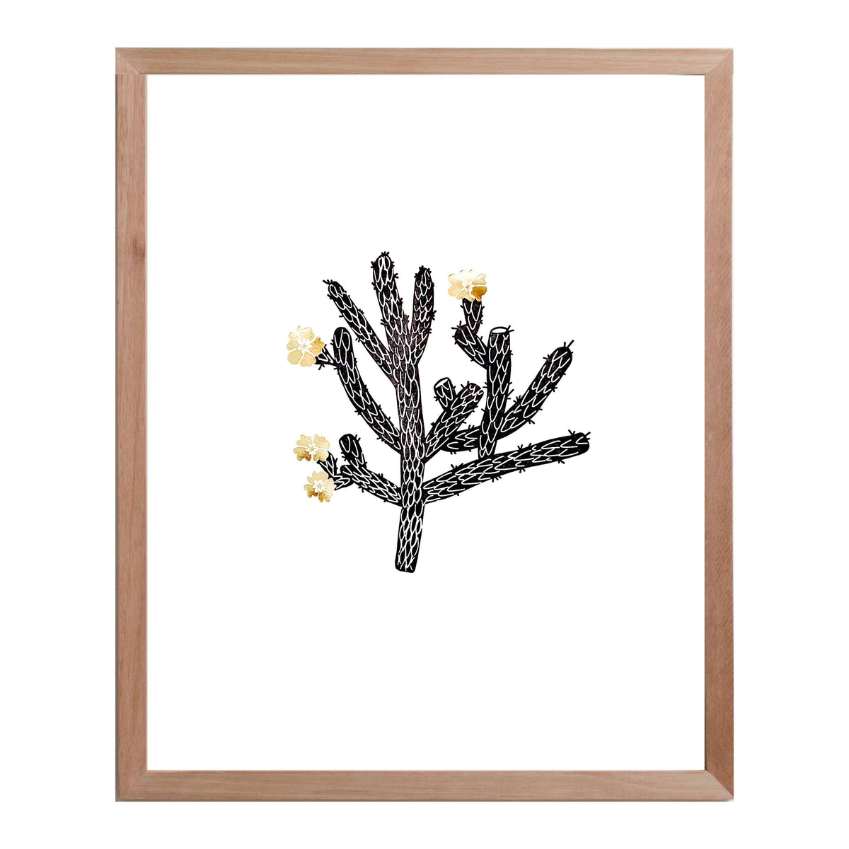 Cholla Cactus - 8" x 10" Gold foil and letterpress Art Print