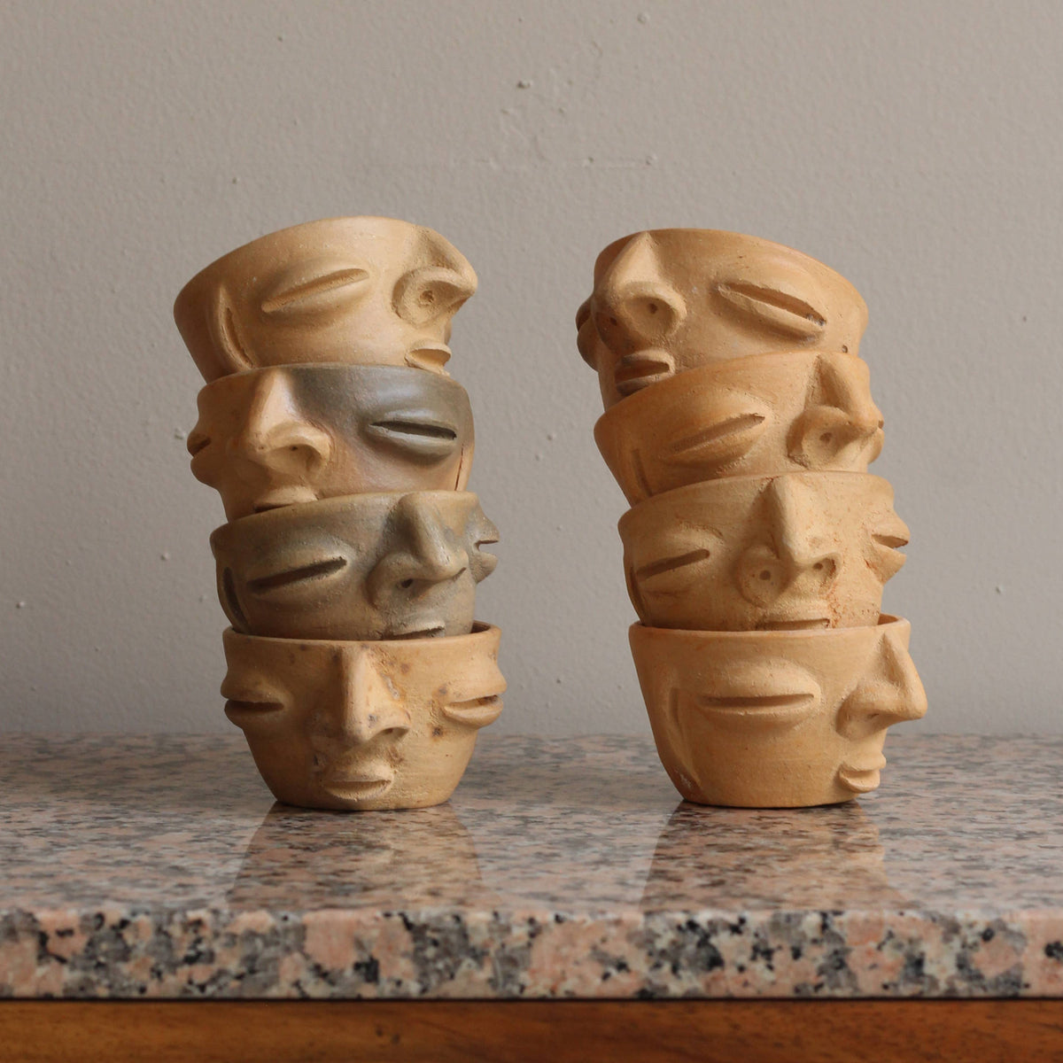 Atzompa Copitas - Mezcal Cups with Face Handmade in Oaxaca