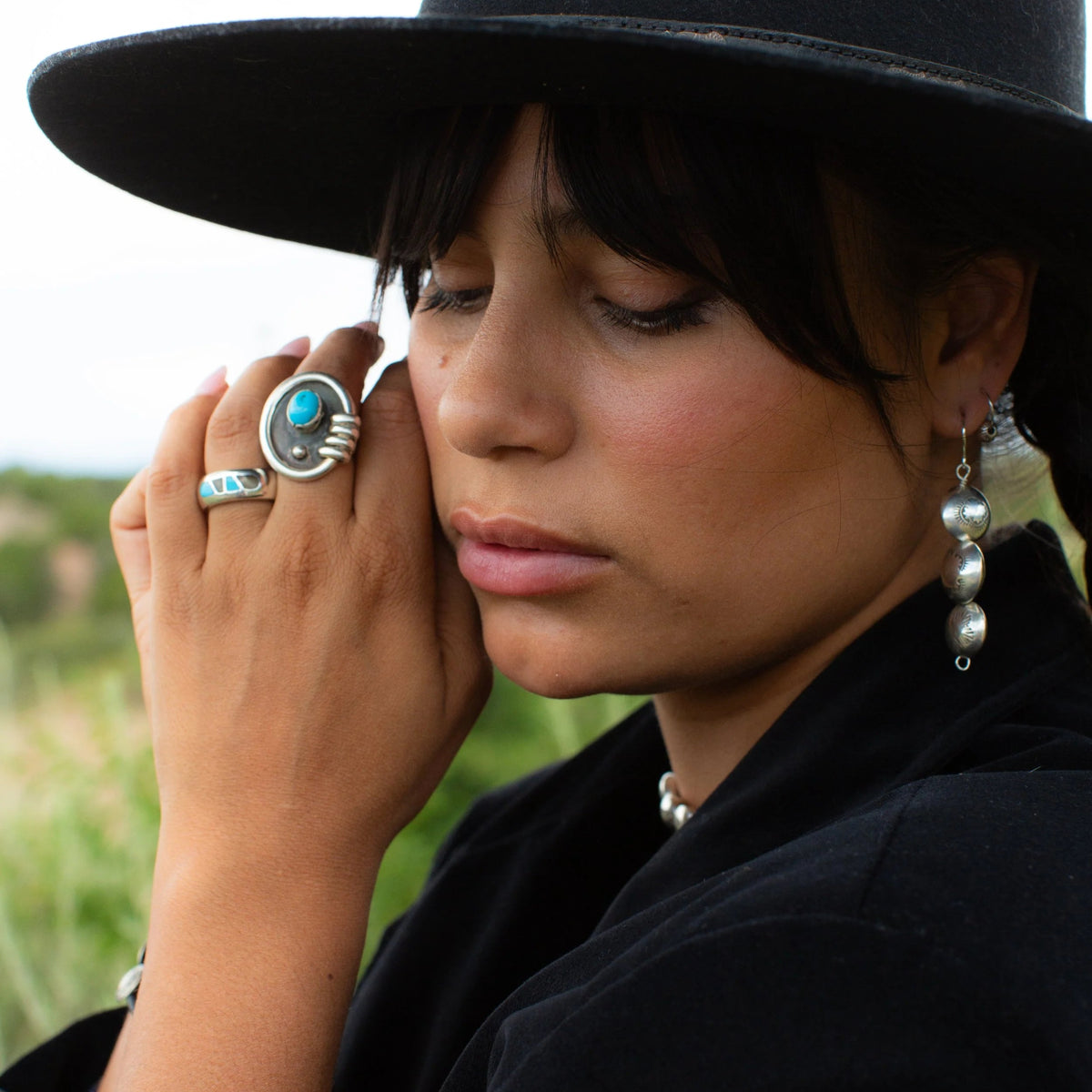 Dineh - Navajo Pearl Coin Earrings