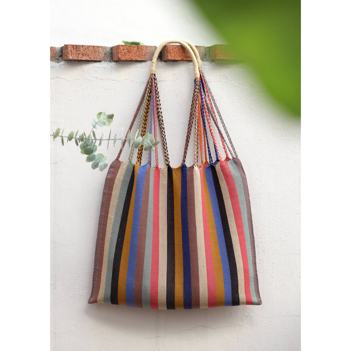 Las Rayas Tote Hand Woven in Chiapas - Gruesita Beige