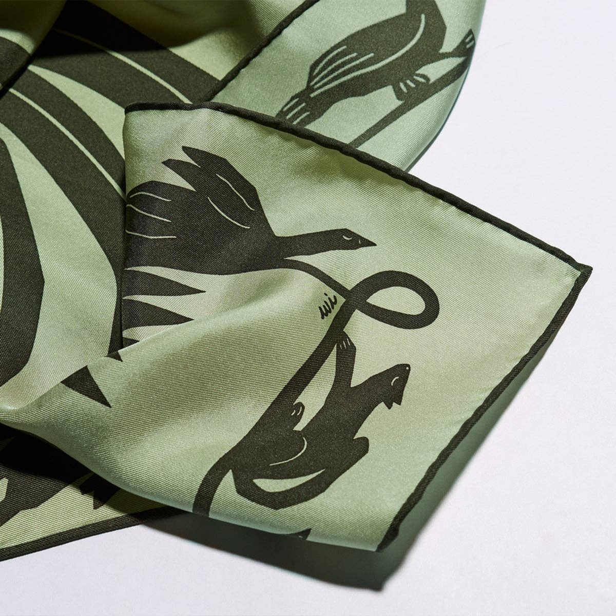 Familiar 100% Silk Scarf Bandana Hand Printed with Animals