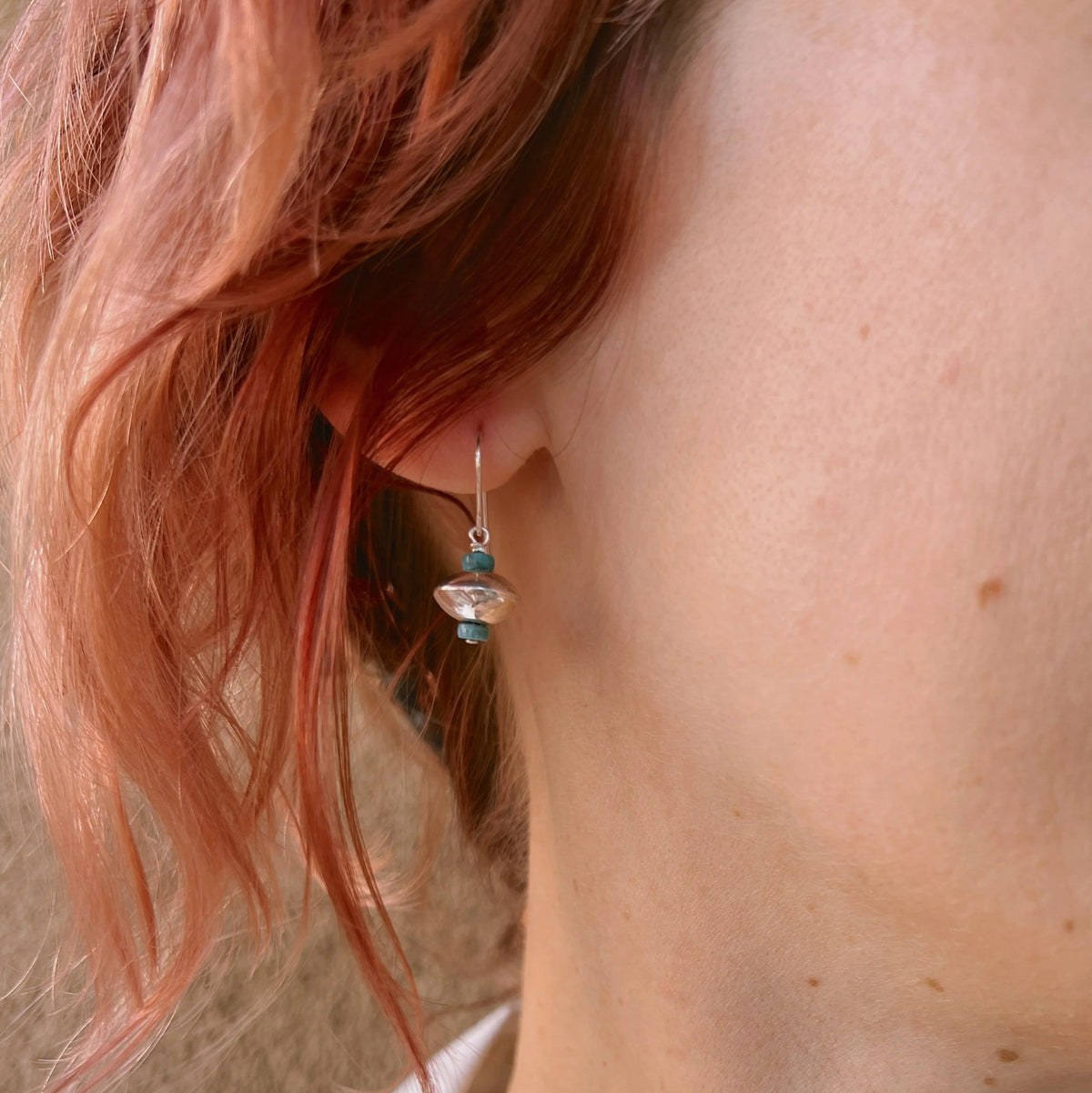 Dineh - Mini Navajo Pearls with Kingman Turquoise Earrings