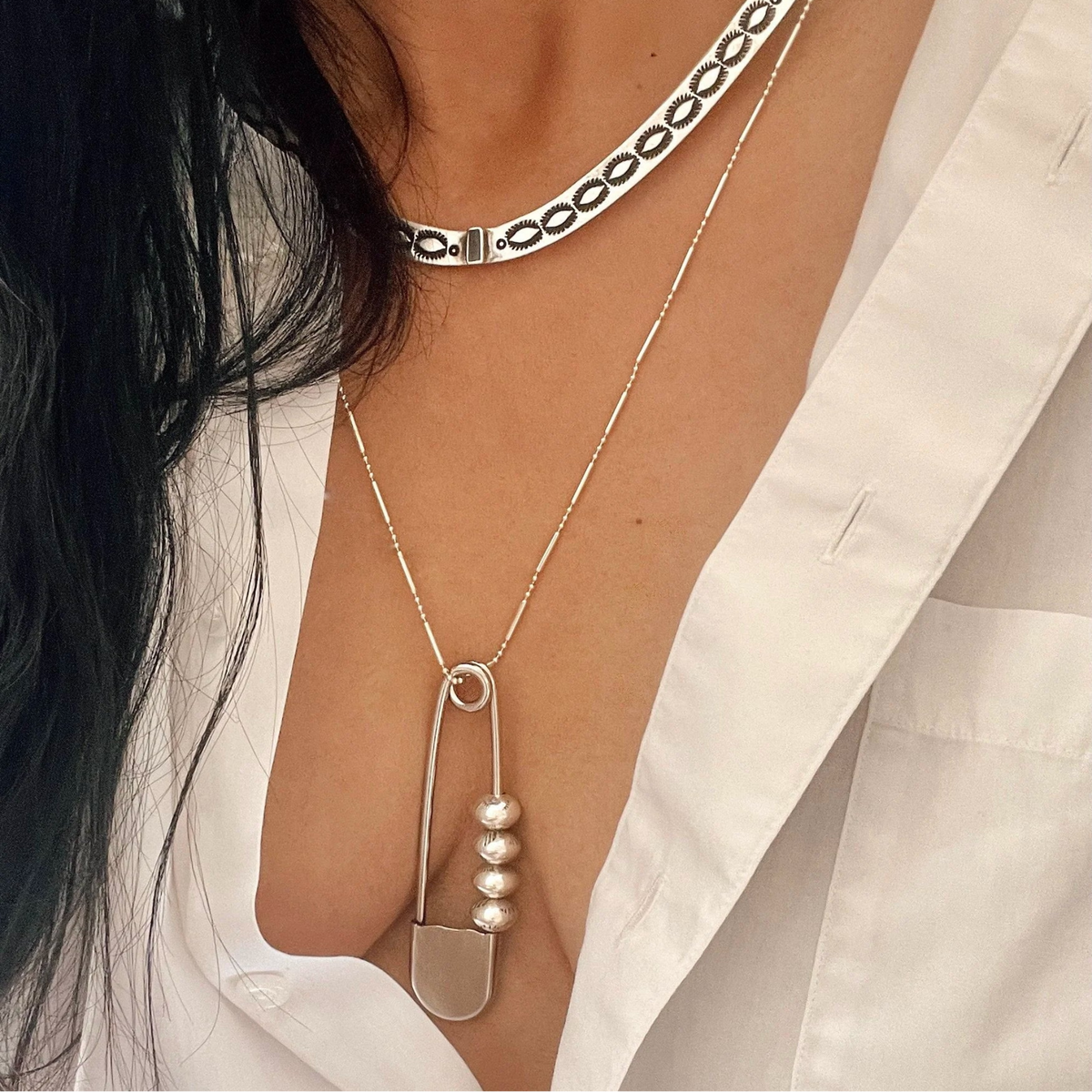 Dine - Navajo Pearl Safety Pin