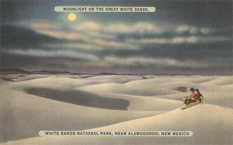 Greeting Card NM-194 Moon over White Sands, New Mexico