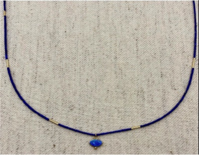 Opal w/ gold drop on Lapis/Turquoise