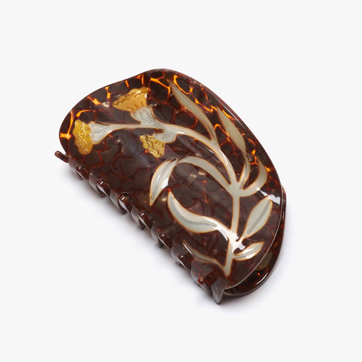 Artemisia Deep Claw - XL Large Hair Clip with Yellow Flowers