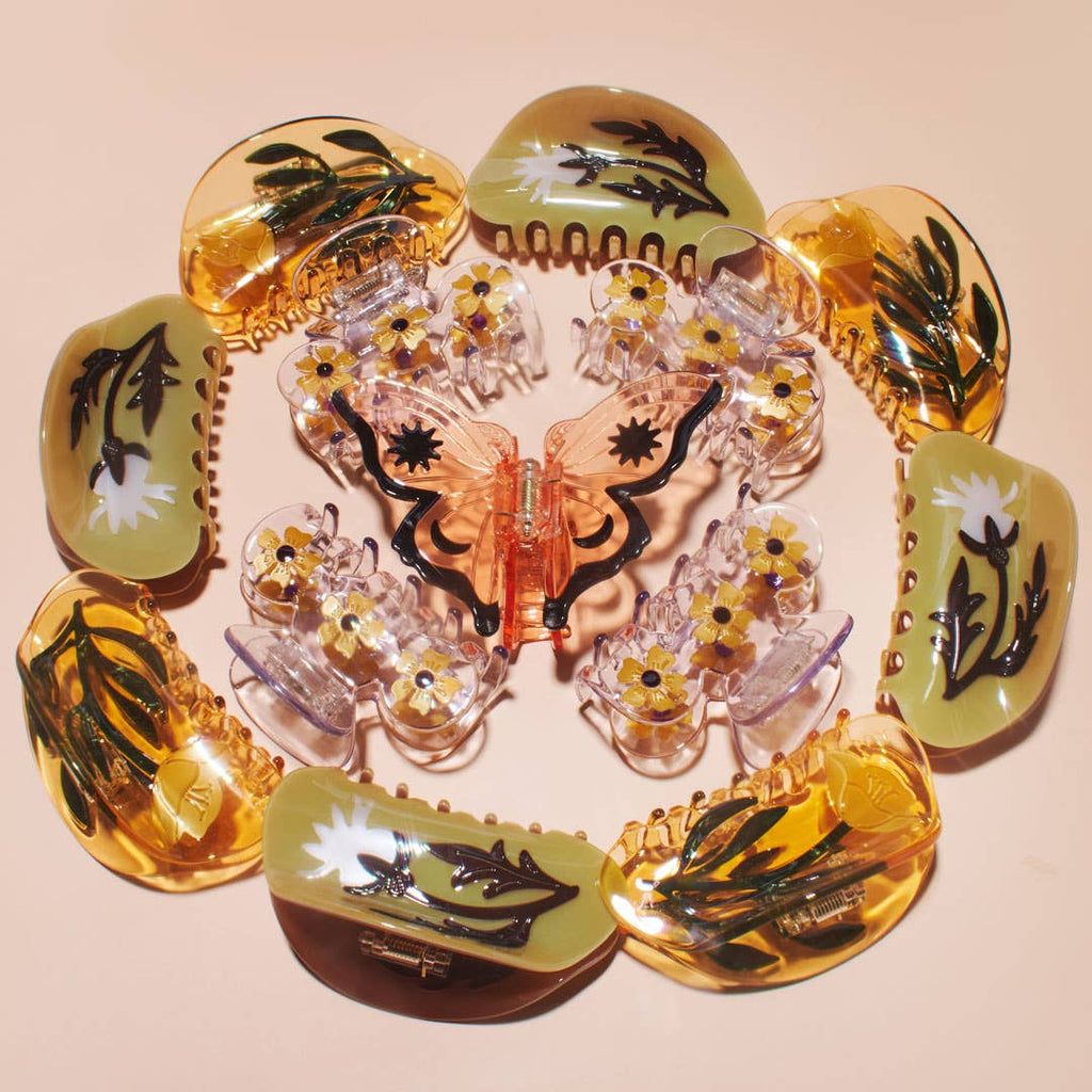 Monarch Butterfly Claw - Clear Orange Acetate Hair Clip