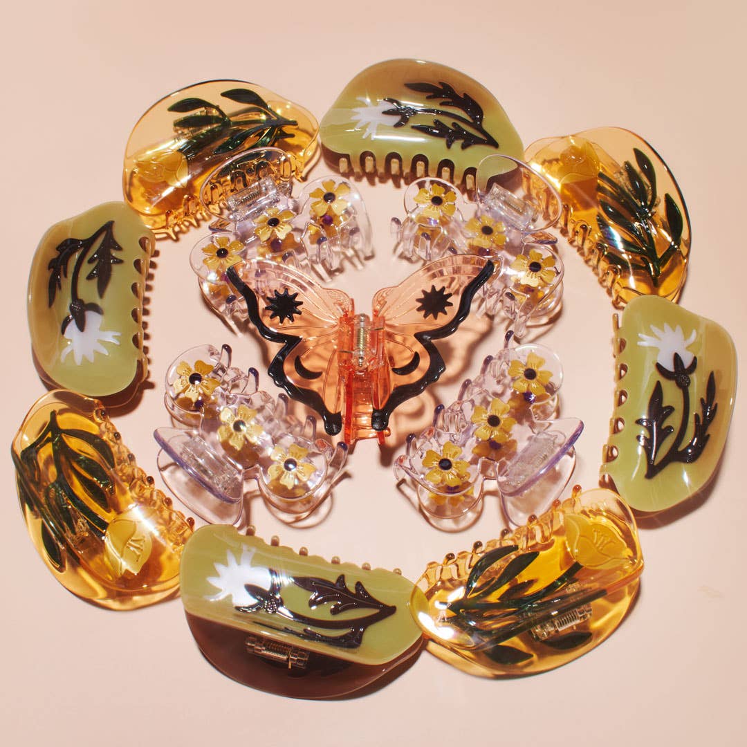 Monarch Butterfly Claw - Clear Orange Acetate Hair Clip