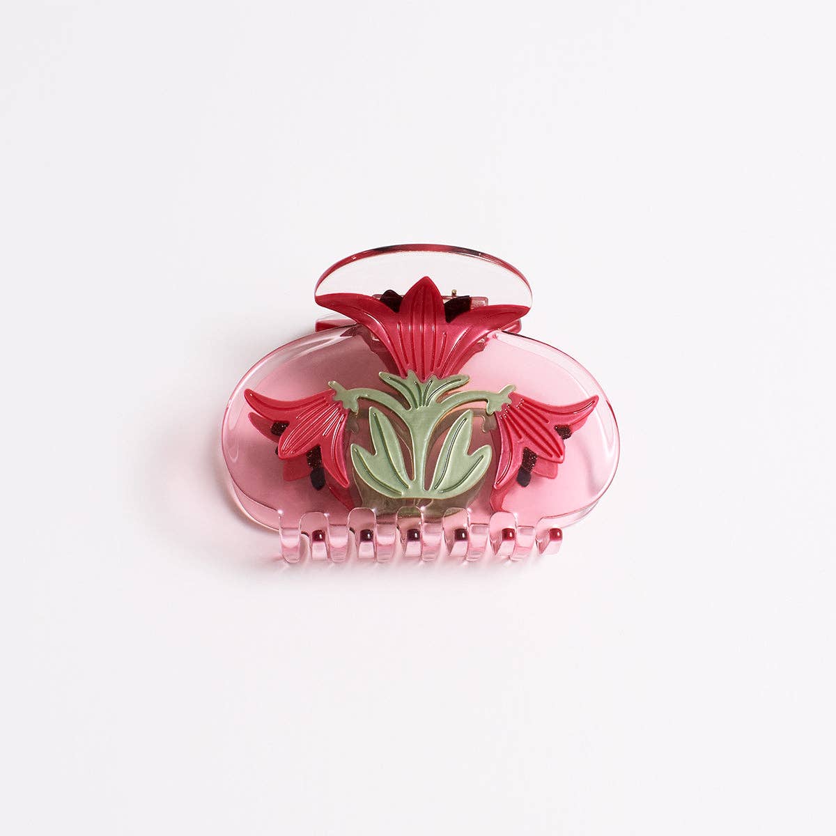 Amaryllis Claw - Pink Red Flowers Romantic Hair Clip