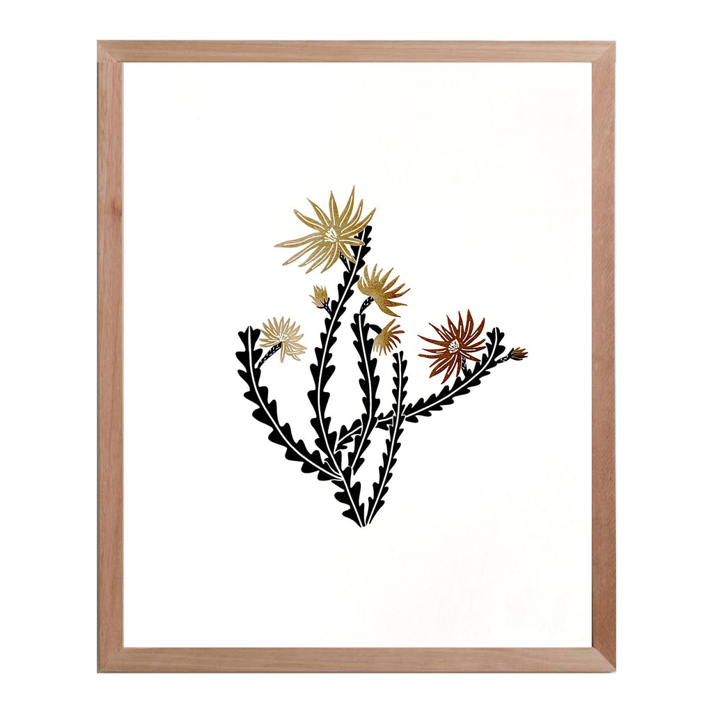 Orchid Cactus - 8" x 10" Letterpress and gold foil Art Print