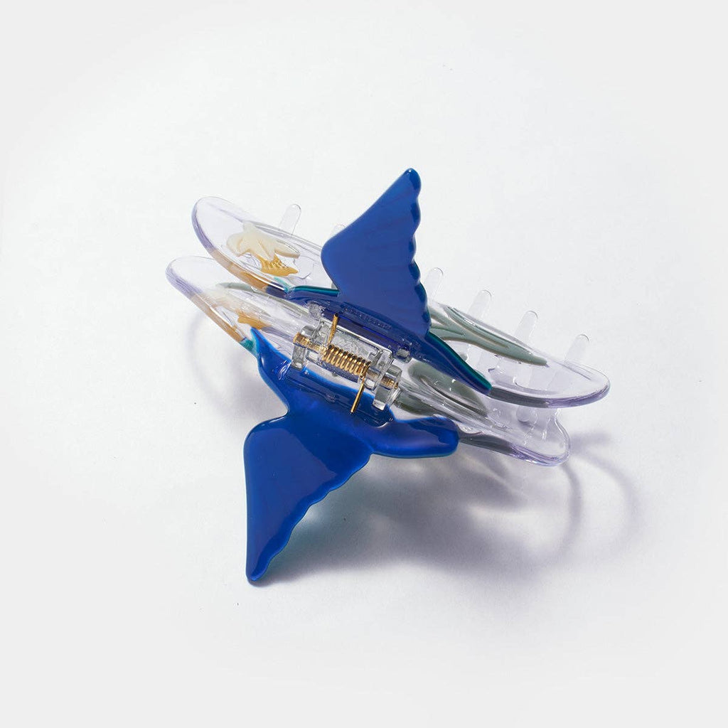 Narcissus Claw - White Flower Hummingbird Acetate Hair Clip