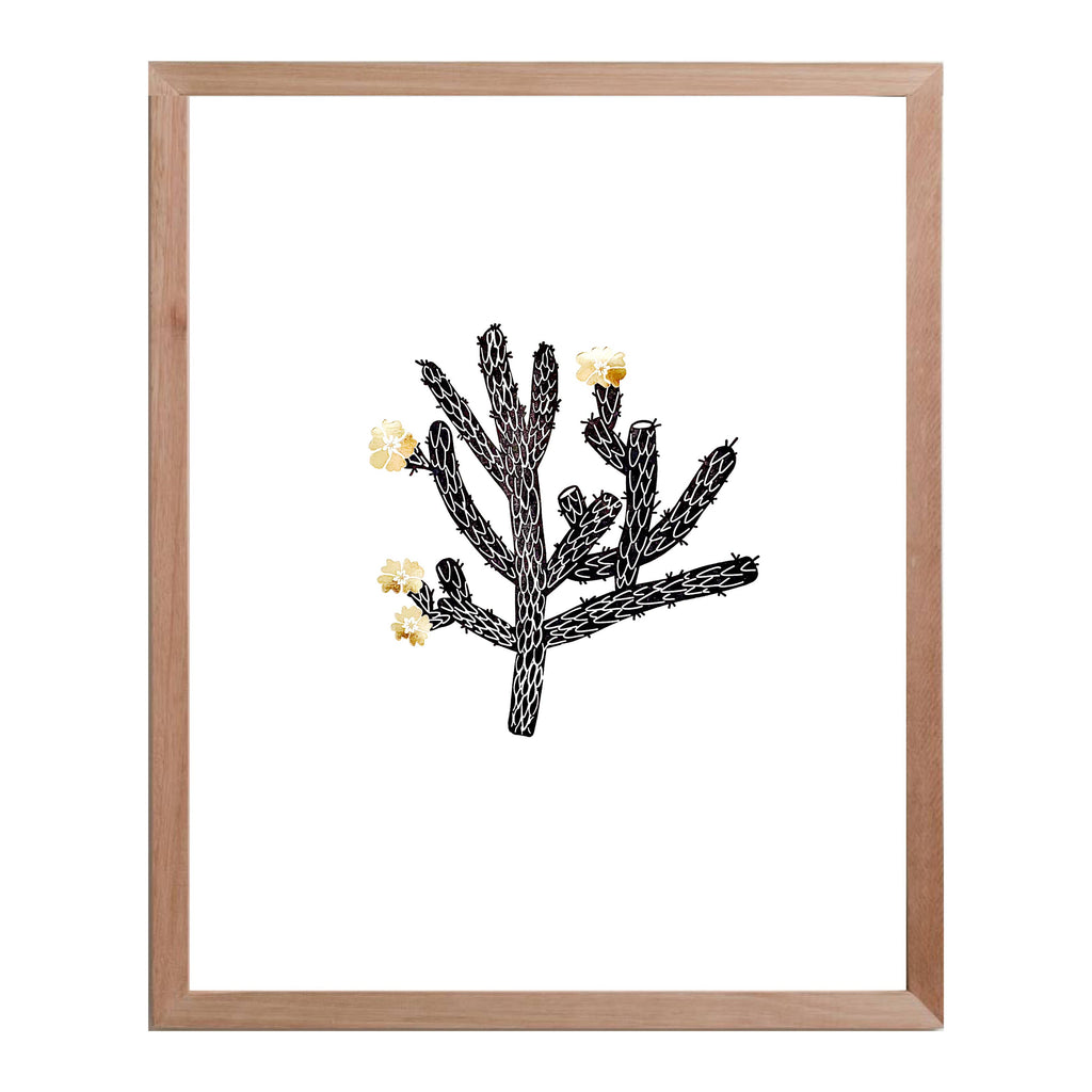 Cholla Cactus - 8" x 10" Gold foil and letterpress Art Print