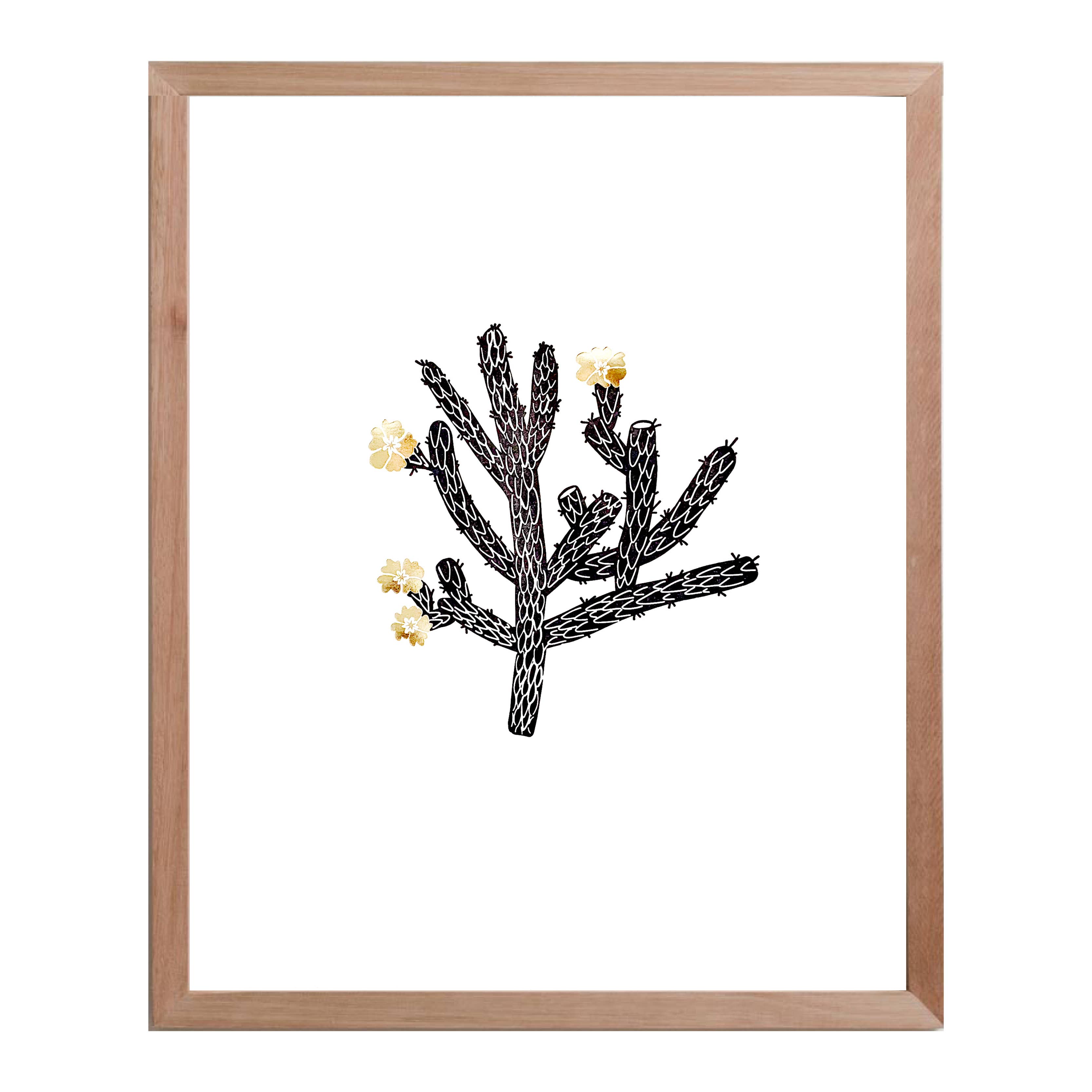 Cholla Cactus - 8" x 10" Gold foil and letterpress Art Print