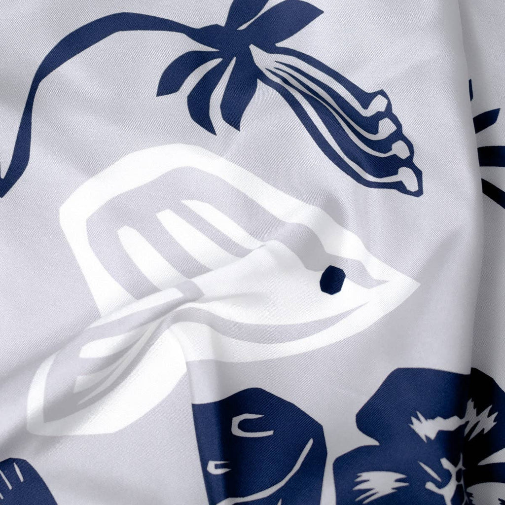 Light Grey Flying Fish and Dove Hand Printed 100% Silk Scarf