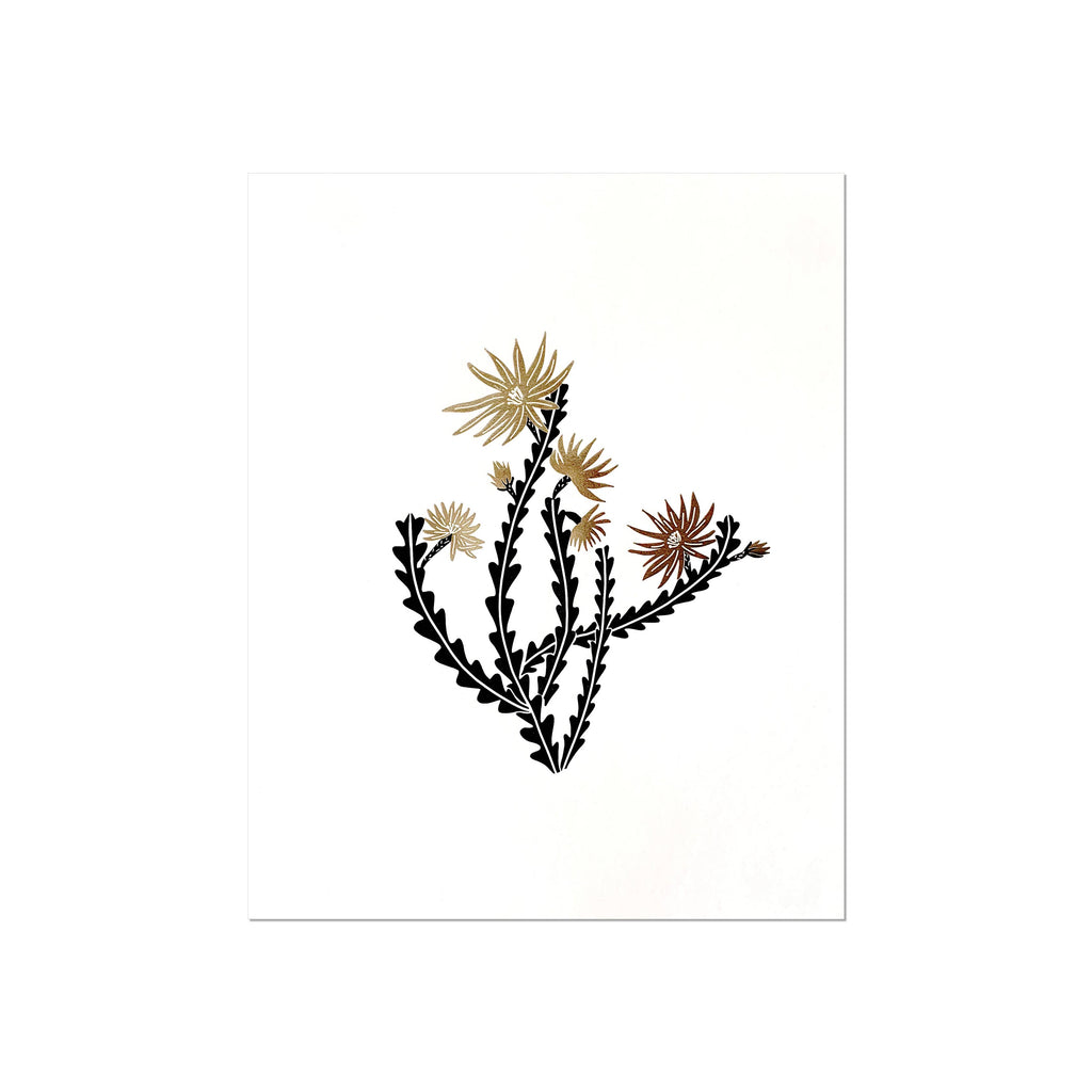 Orchid Cactus - 8" x 10" Letterpress and gold foil Art Print