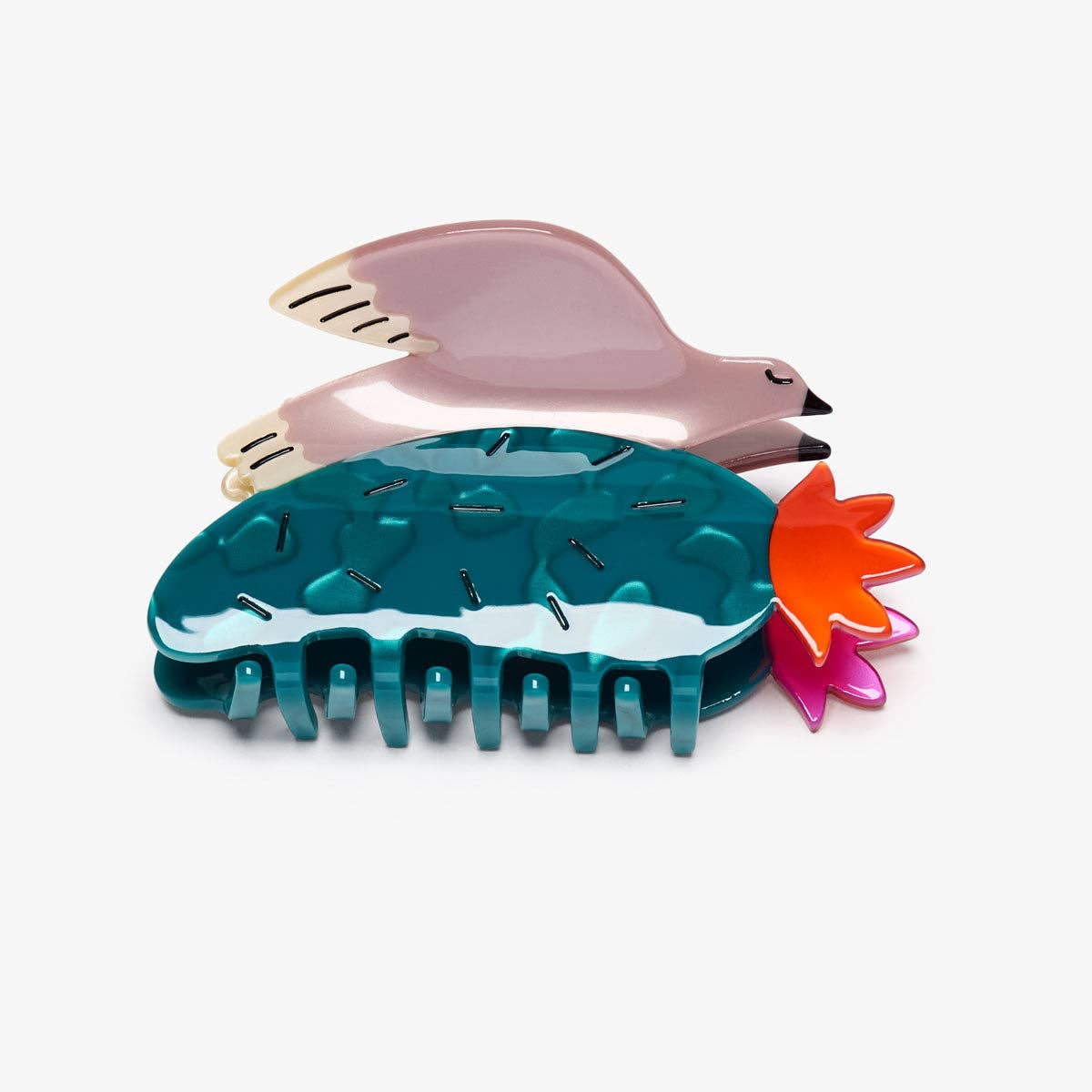 Saguaro Succulent Desert Cactus Dove Acetate Hair Claw Clip