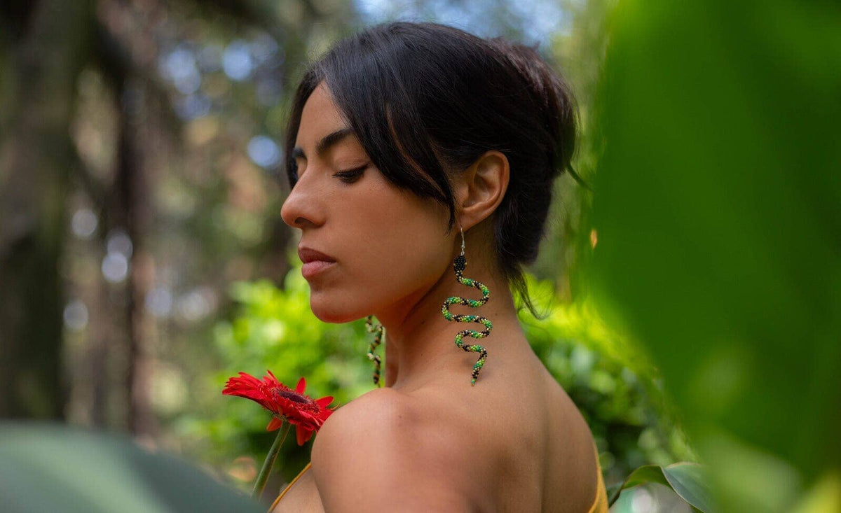 Aphrodite - Beaded Earrings with Snake-Inspired Design