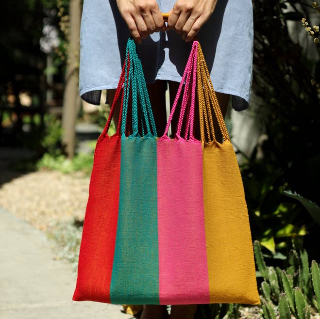Las Rayas Tote Hand Woven in Chiapas - Mar