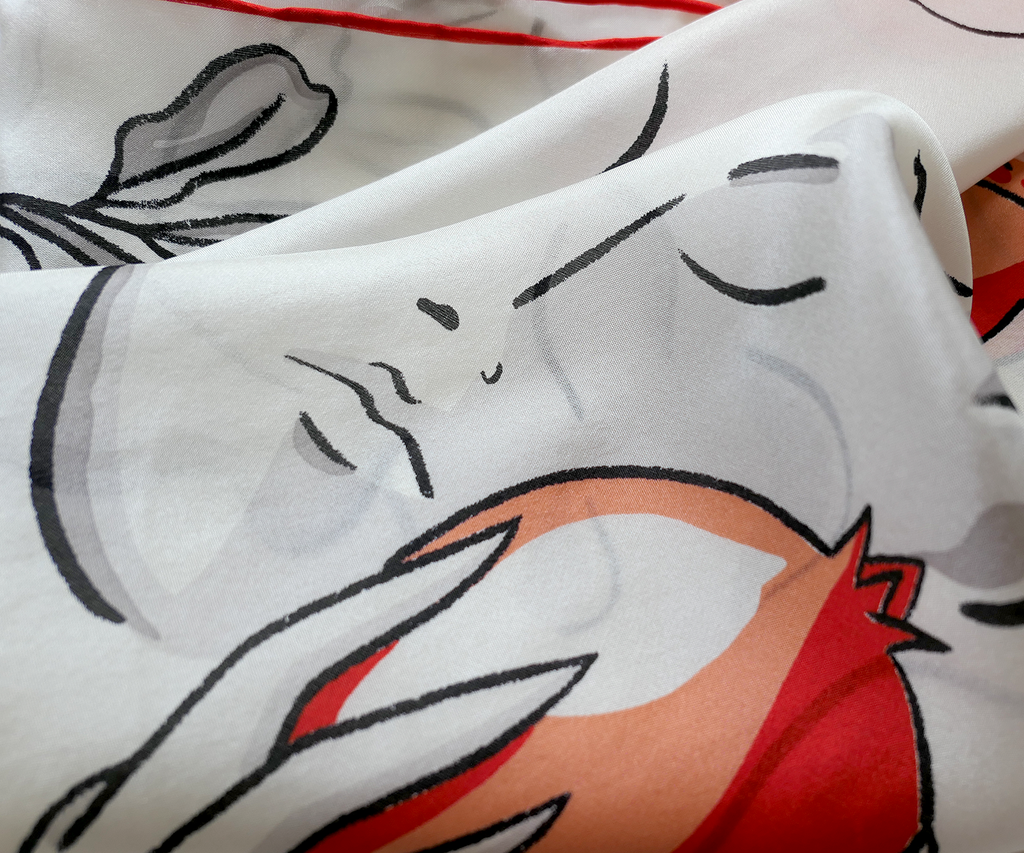 Persephone Scarf - 100% Silk Hand Printed Small Bandana