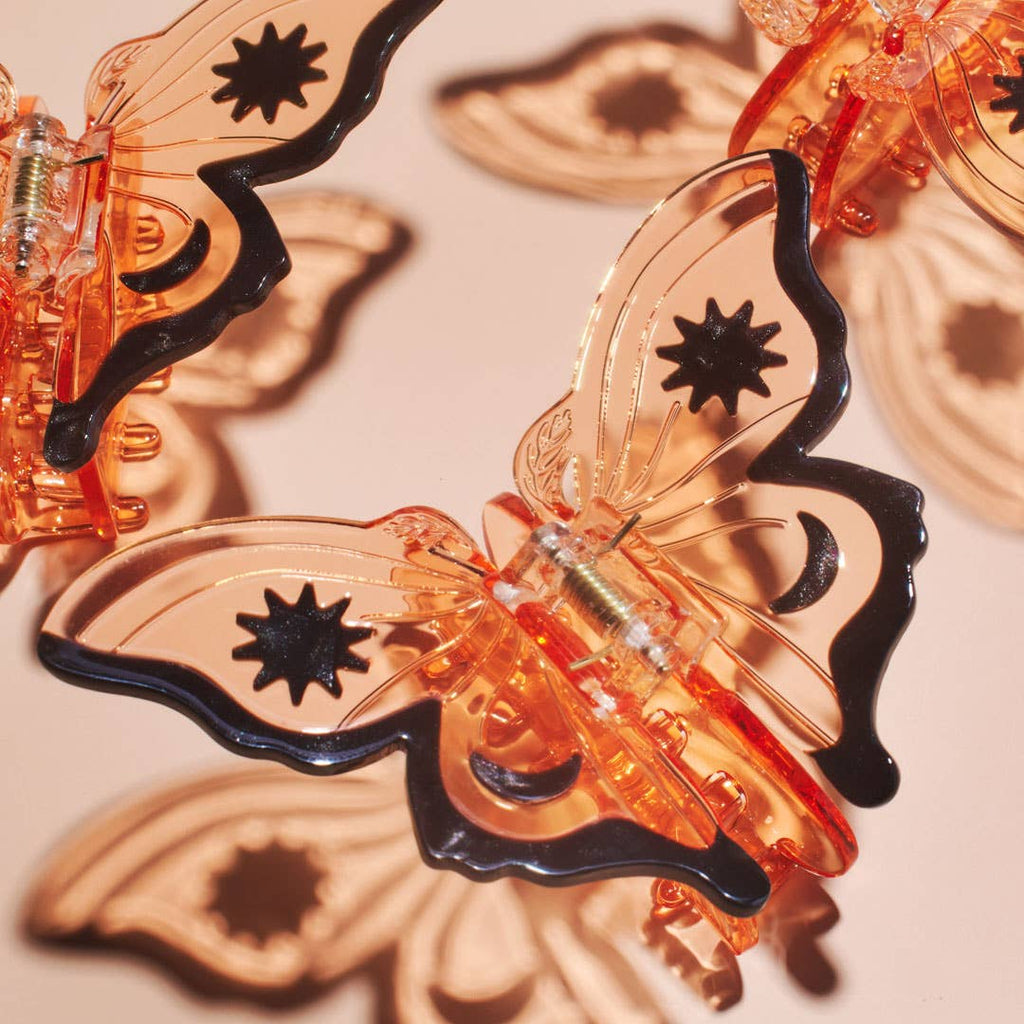 Monarch Butterfly Claw - Clear Orange Acetate Hair Clip