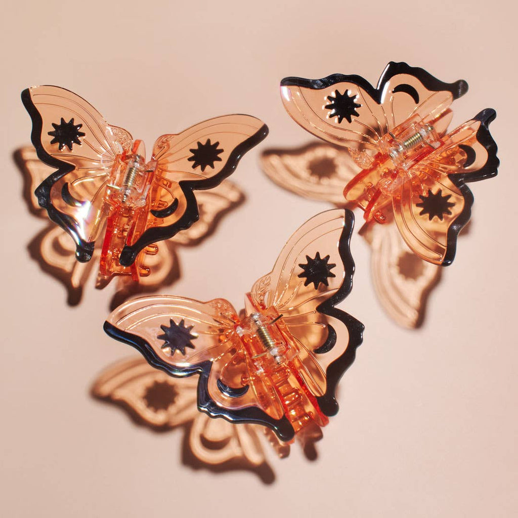 Monarch Butterfly Claw - Clear Orange Acetate Hair Clip