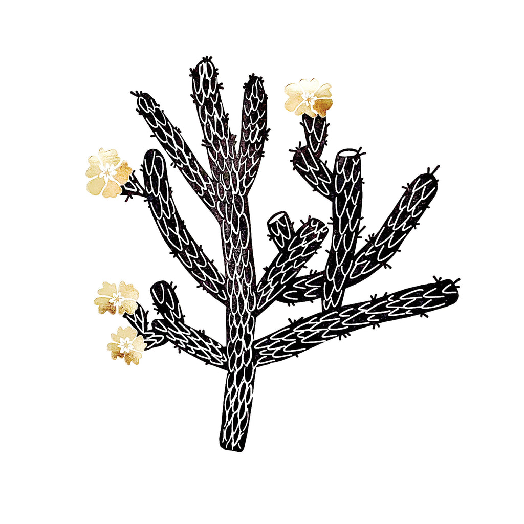 Cholla Cactus - 8" x 10" Gold foil and letterpress Art Print