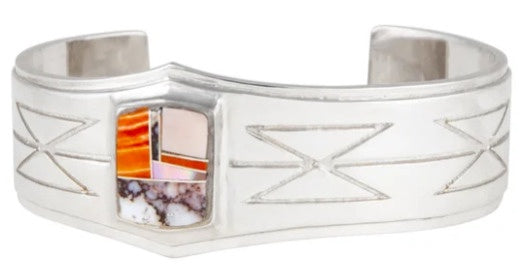 Dineh - Inlay Butterfly Rug Bracelet - Coral