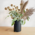 Leather Wrapped Vase - Black 6" x 8"