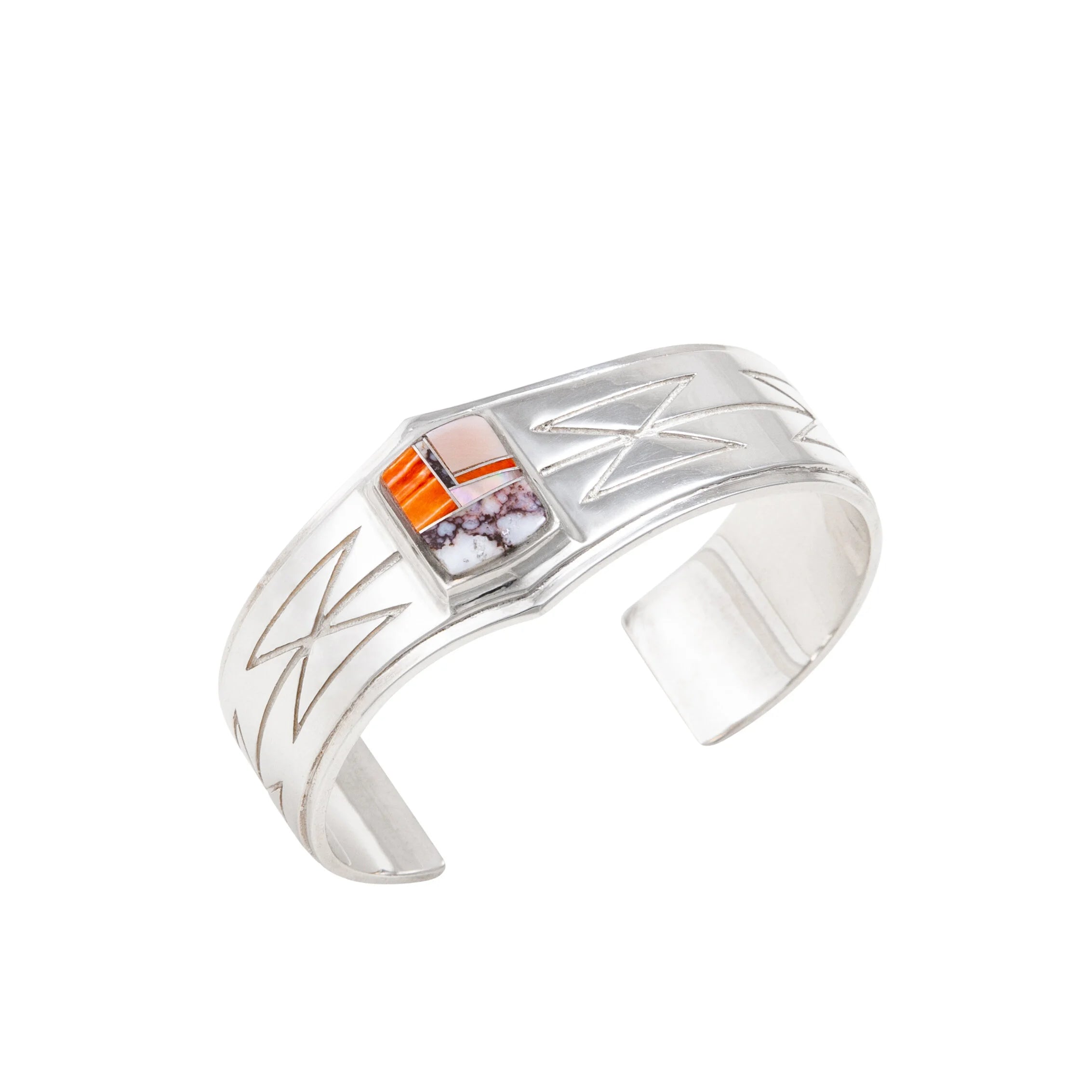 Dineh - Inlay Butterfly Rug Bracelet - Coral