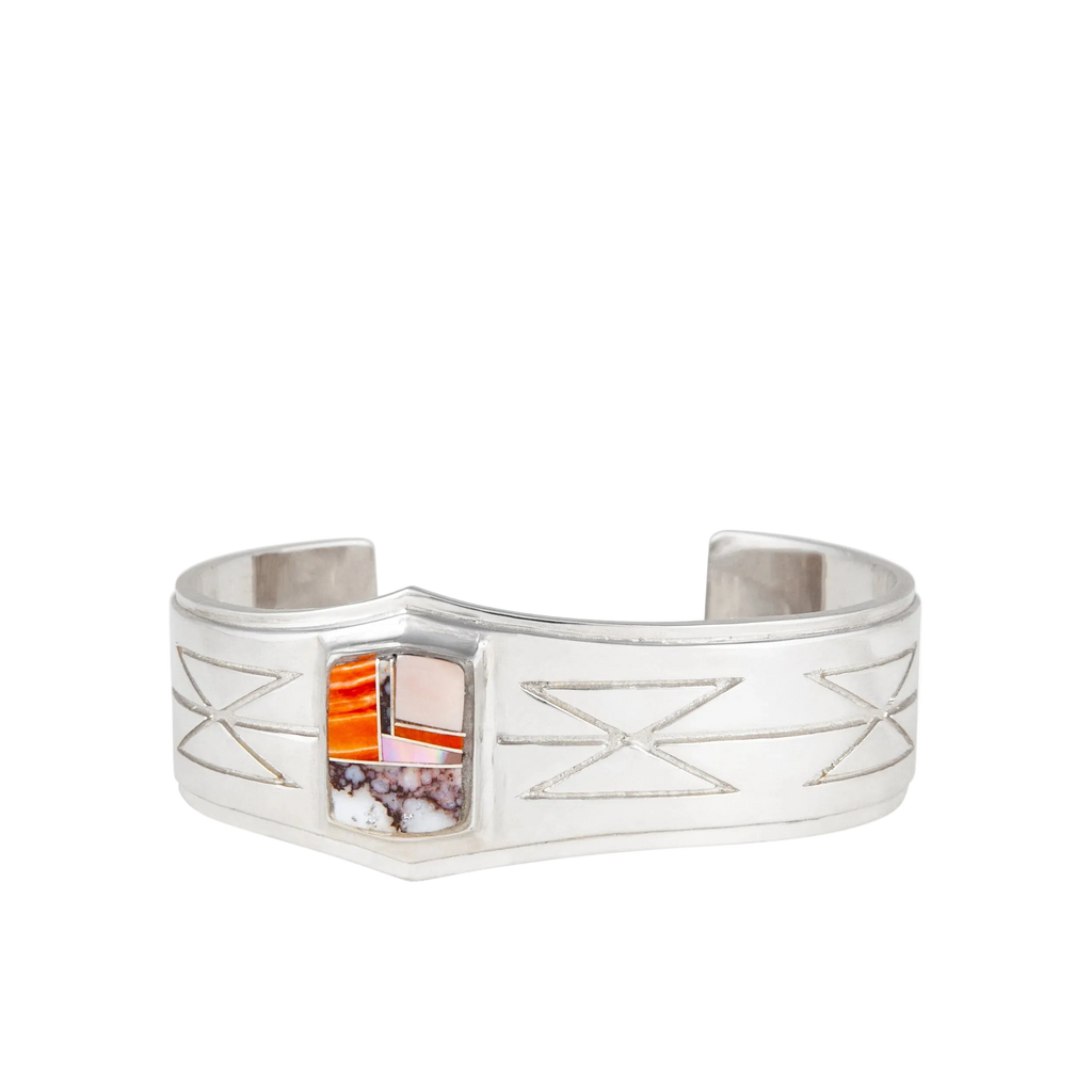 Dineh - Inlay Butterfly Rug Bracelet - Coral