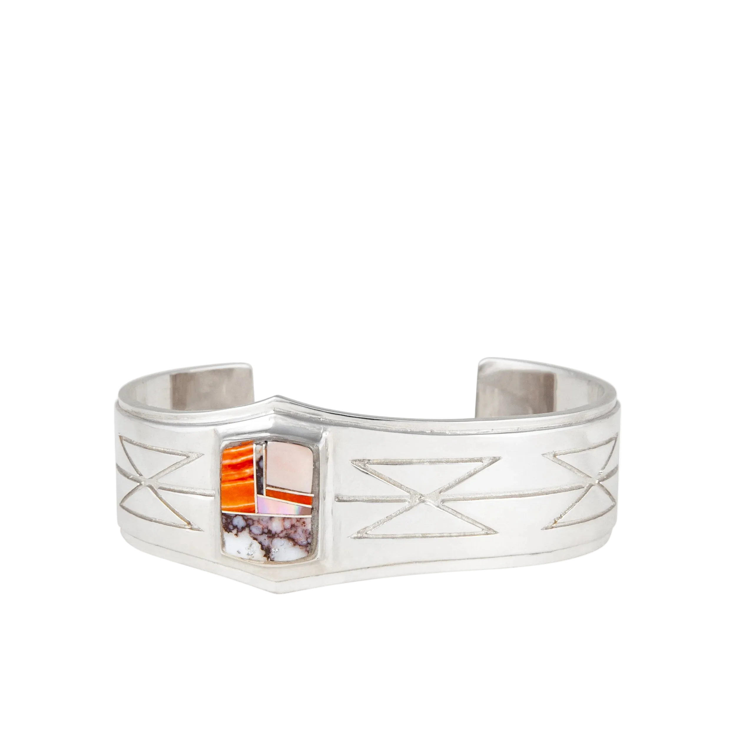 Dineh - Inlay Butterfly Rug Bracelet - Coral