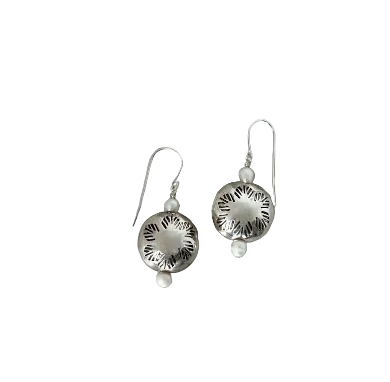 Dineh - Navajo Pearl Coin Earrings w/pearls