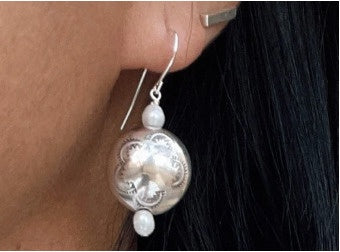 Dineh - Navajo Pearl Coin Earrings w/pearls