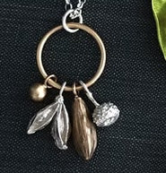 Acorn Bud Mixed Seed Pod Necklace, BRZ 16-18"