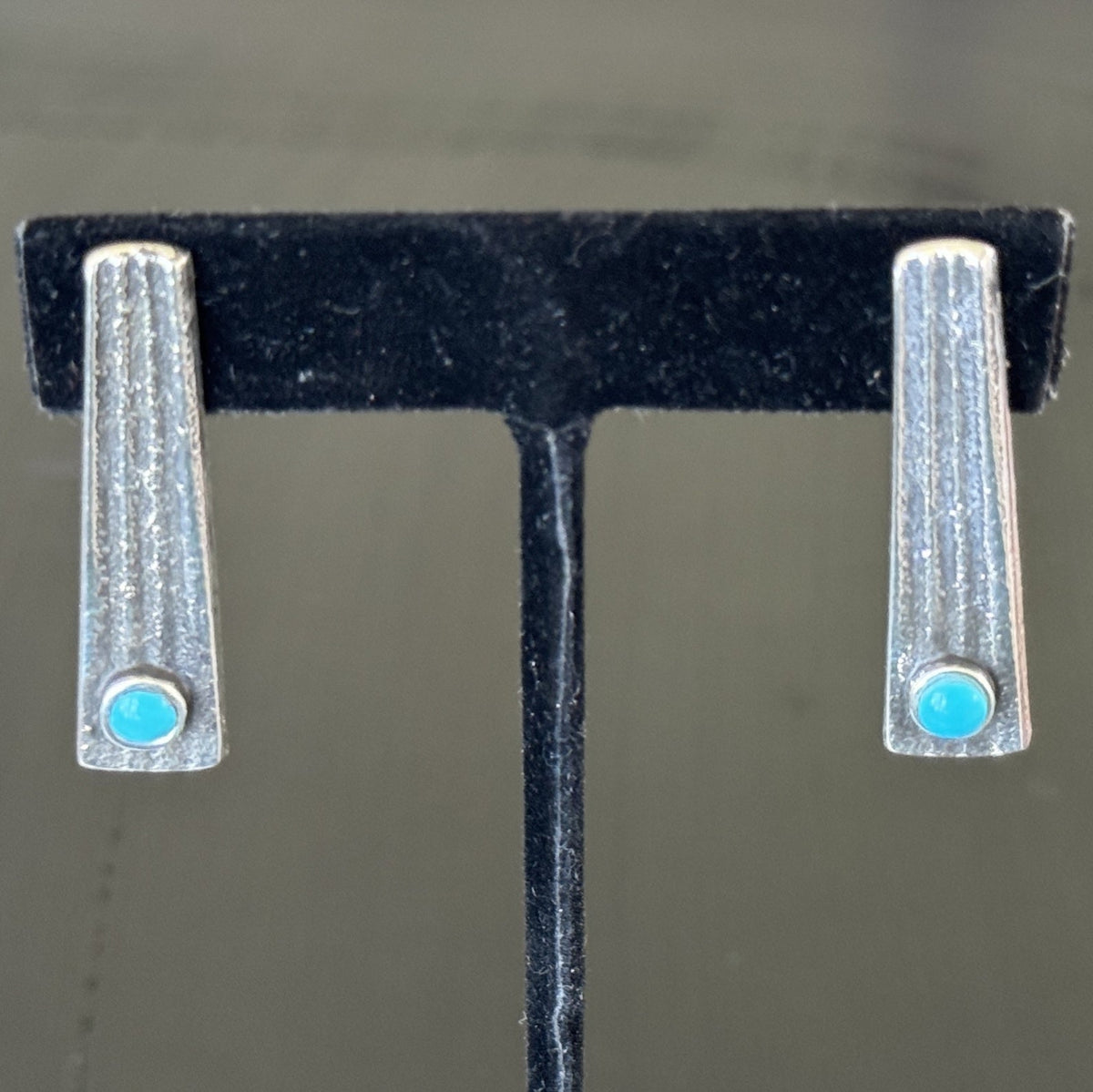 Medium Tufa Cast Earring with Blue Turquoise
