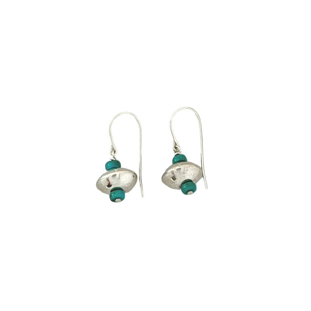 Dineh - Mini Navajo Pearls with Kingman Turquoise Earrings