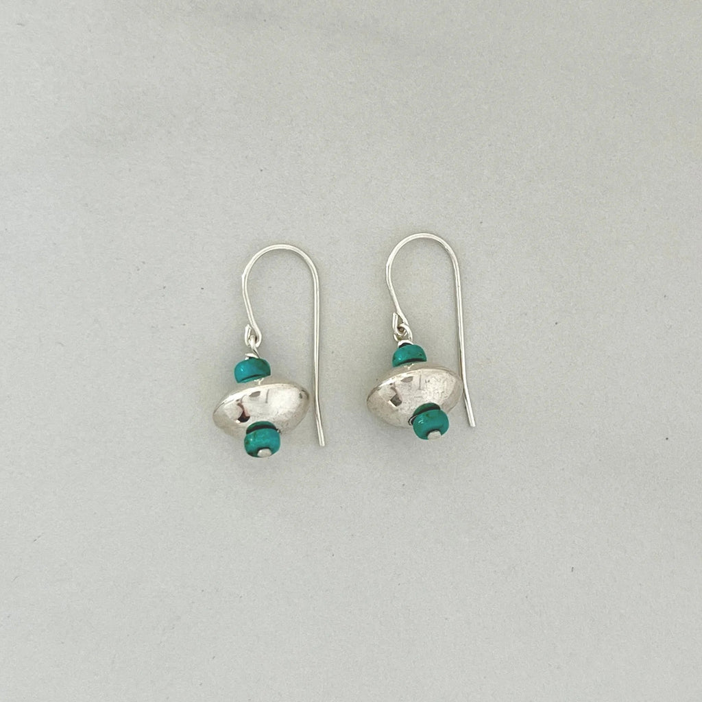Dineh - Mini Navajo Pearls with Kingman Turquoise Earrings
