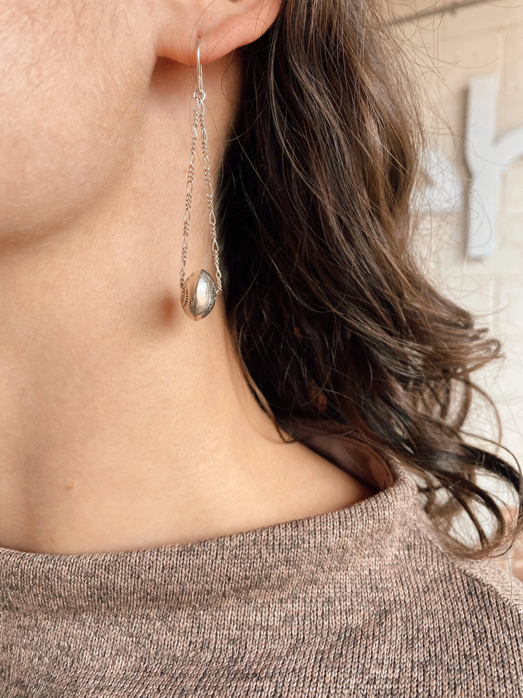 Dineh - Navajo Pearl Chain Earrings