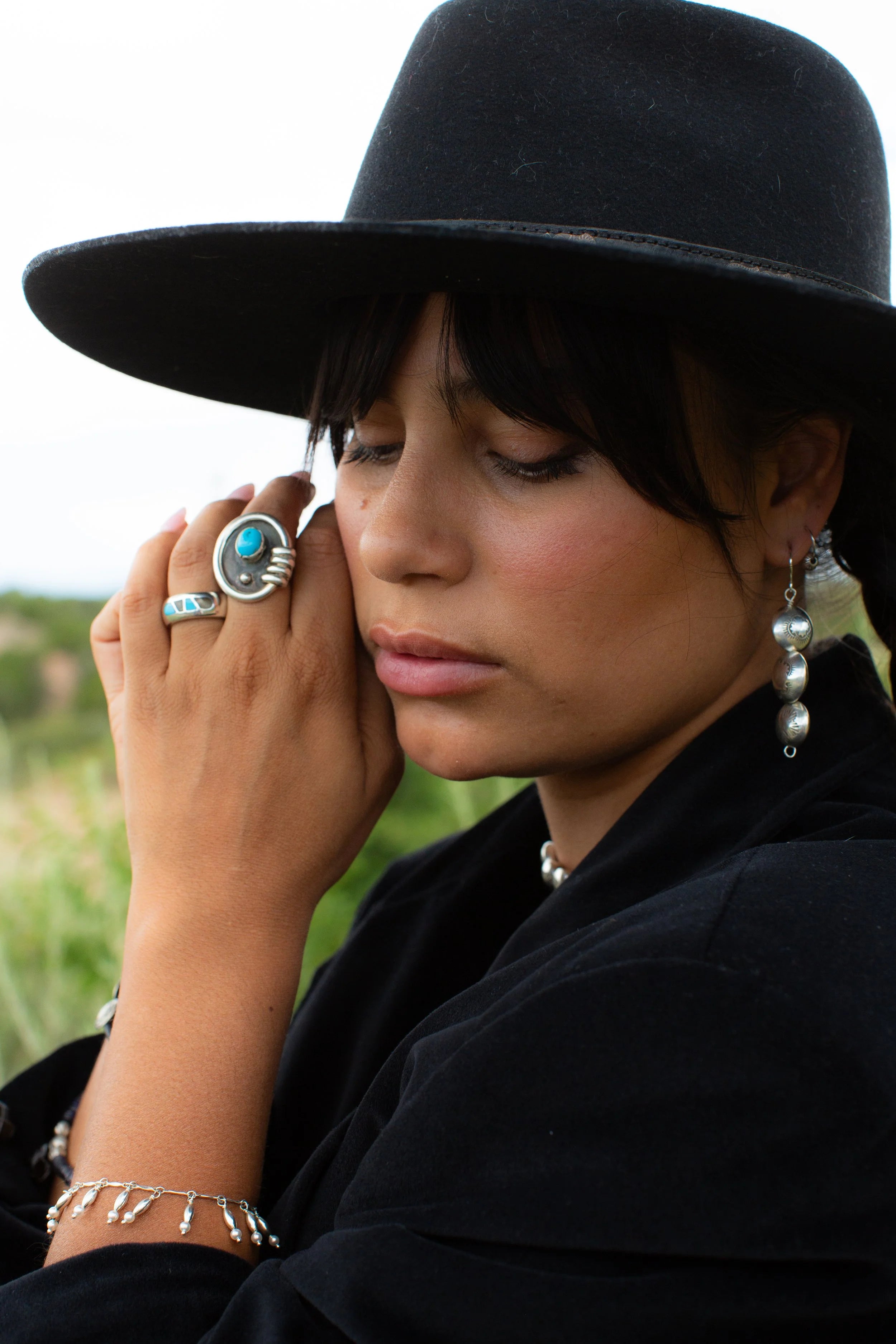 Dineh - Navajo Pearl Coin Earrings