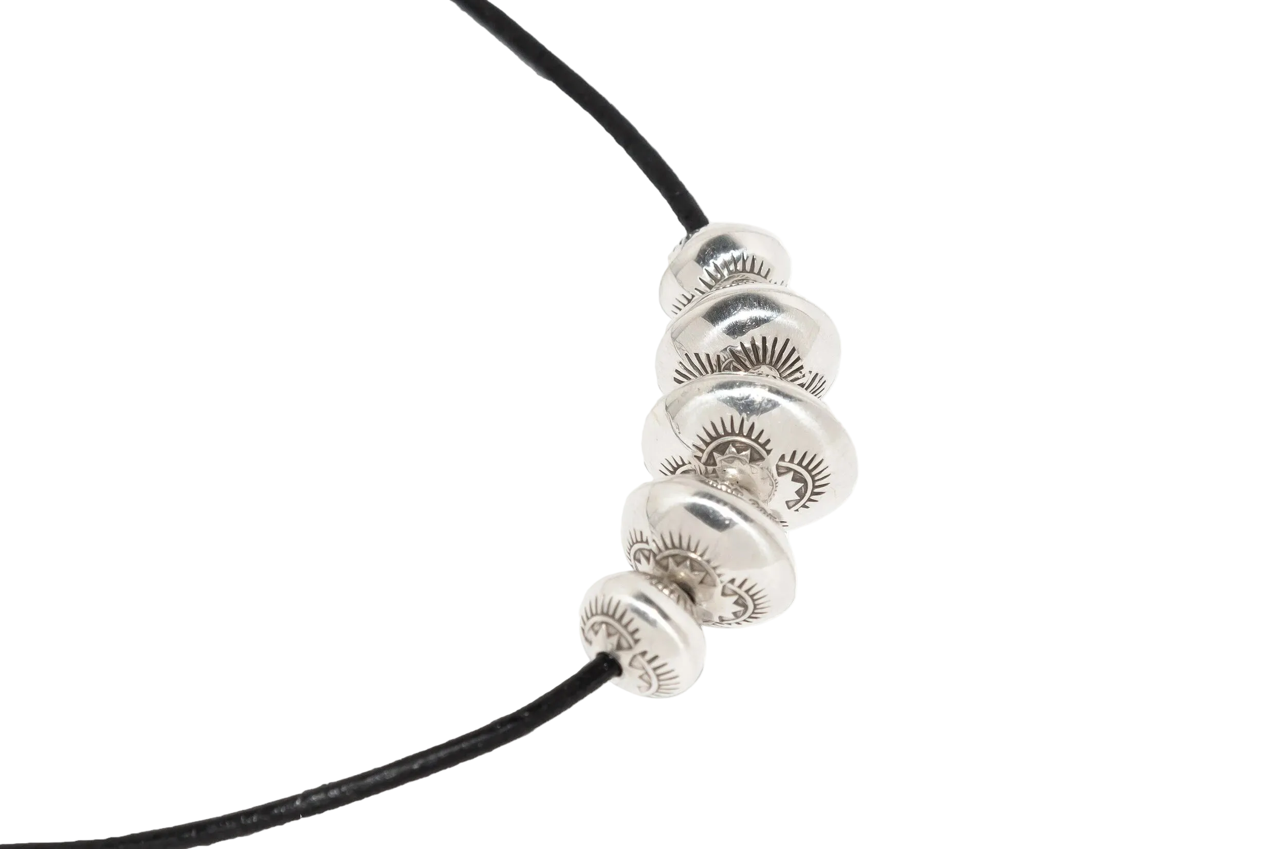 Dineh - Navajo Pearl Necklace on Black Leather