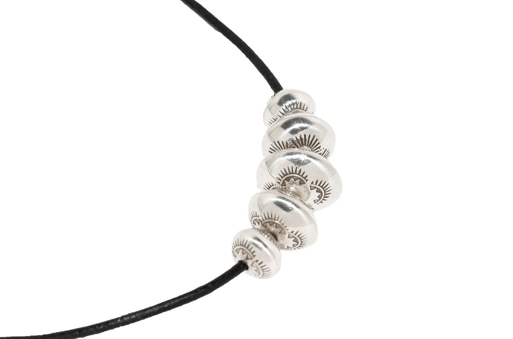 Dineh - Navajo Pearl Necklace on Black Leather