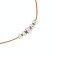 Dineh - Navajo Pearl Necklace on Brown Leather