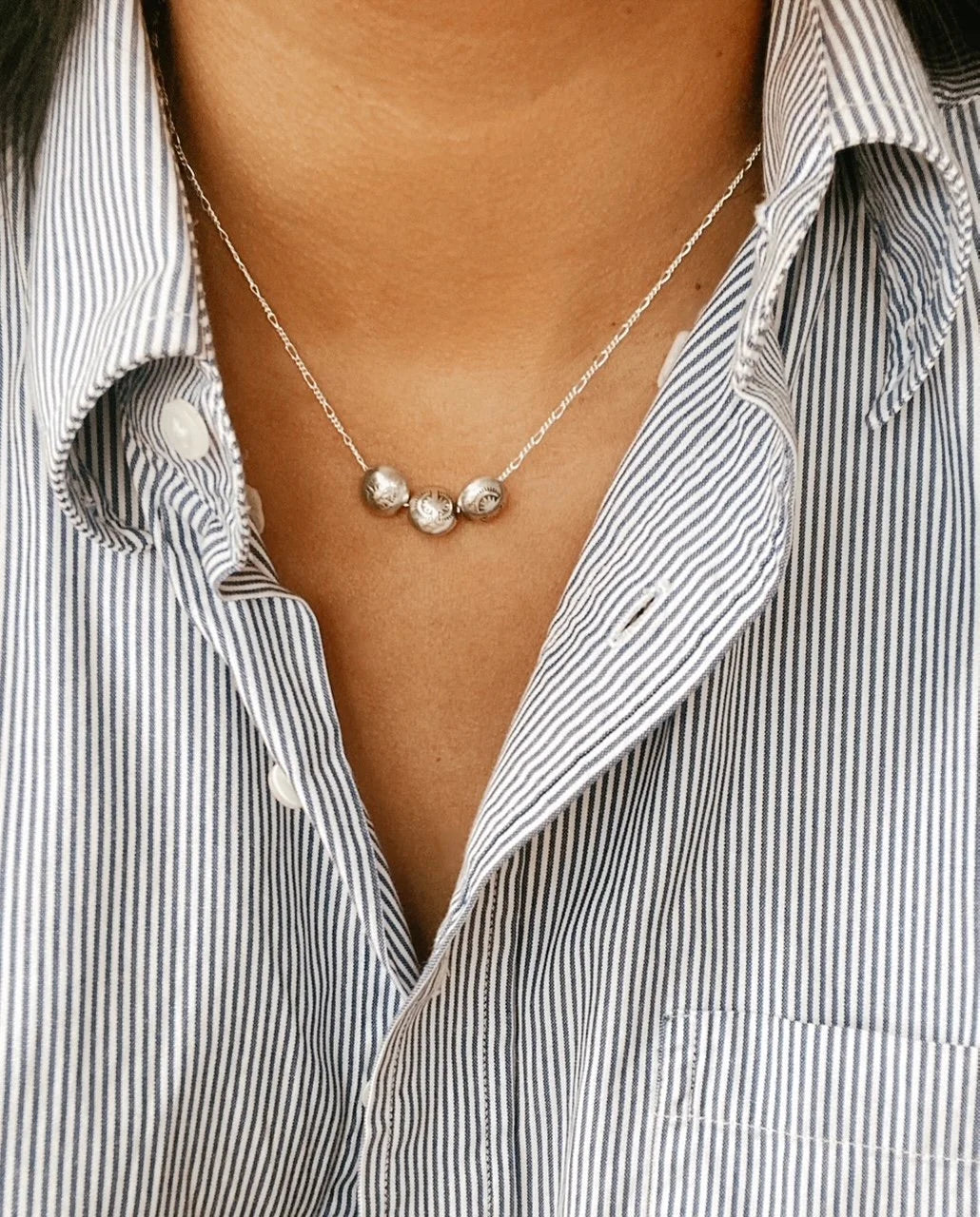 Dineh - Triple Navajo pearl Coin Necklace