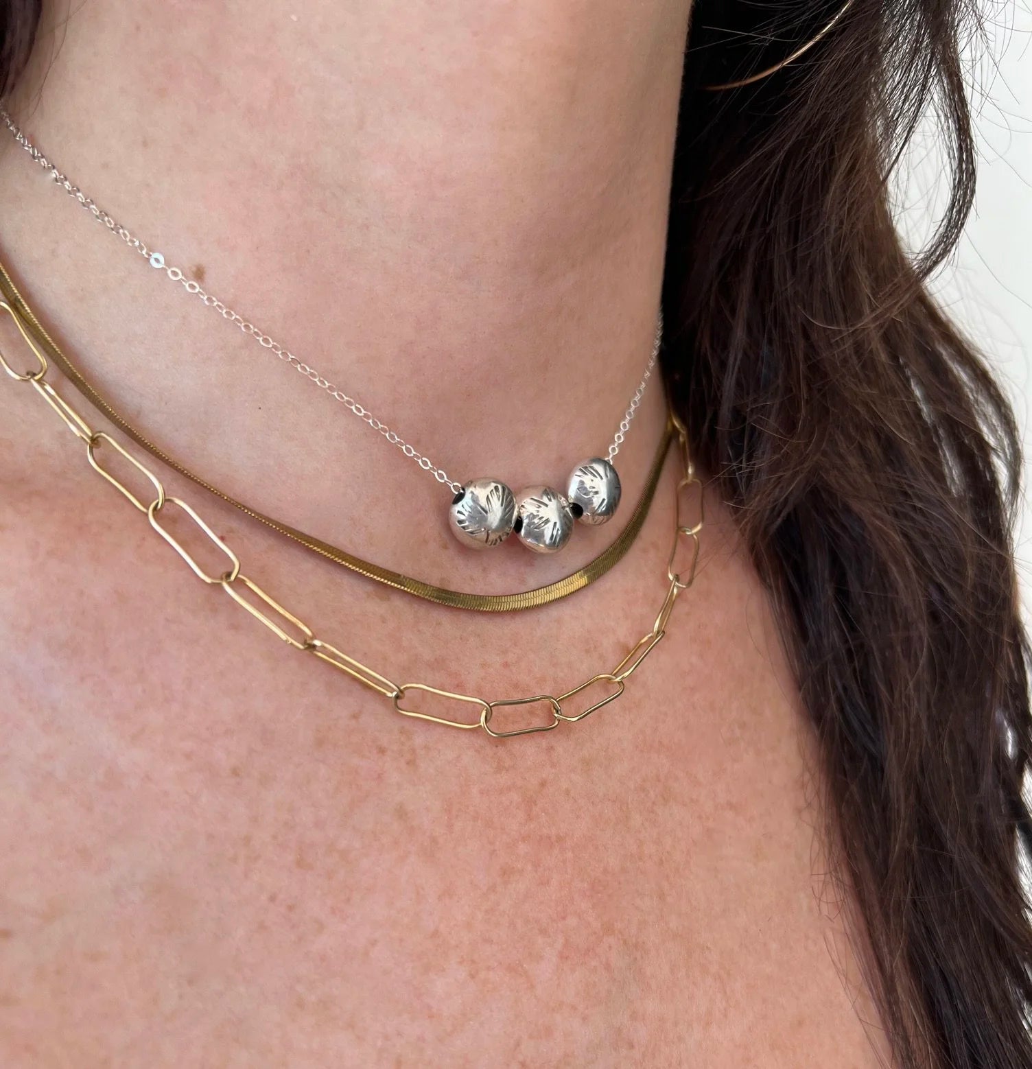 Dineh - Triple Navajo pearl Coin Necklace