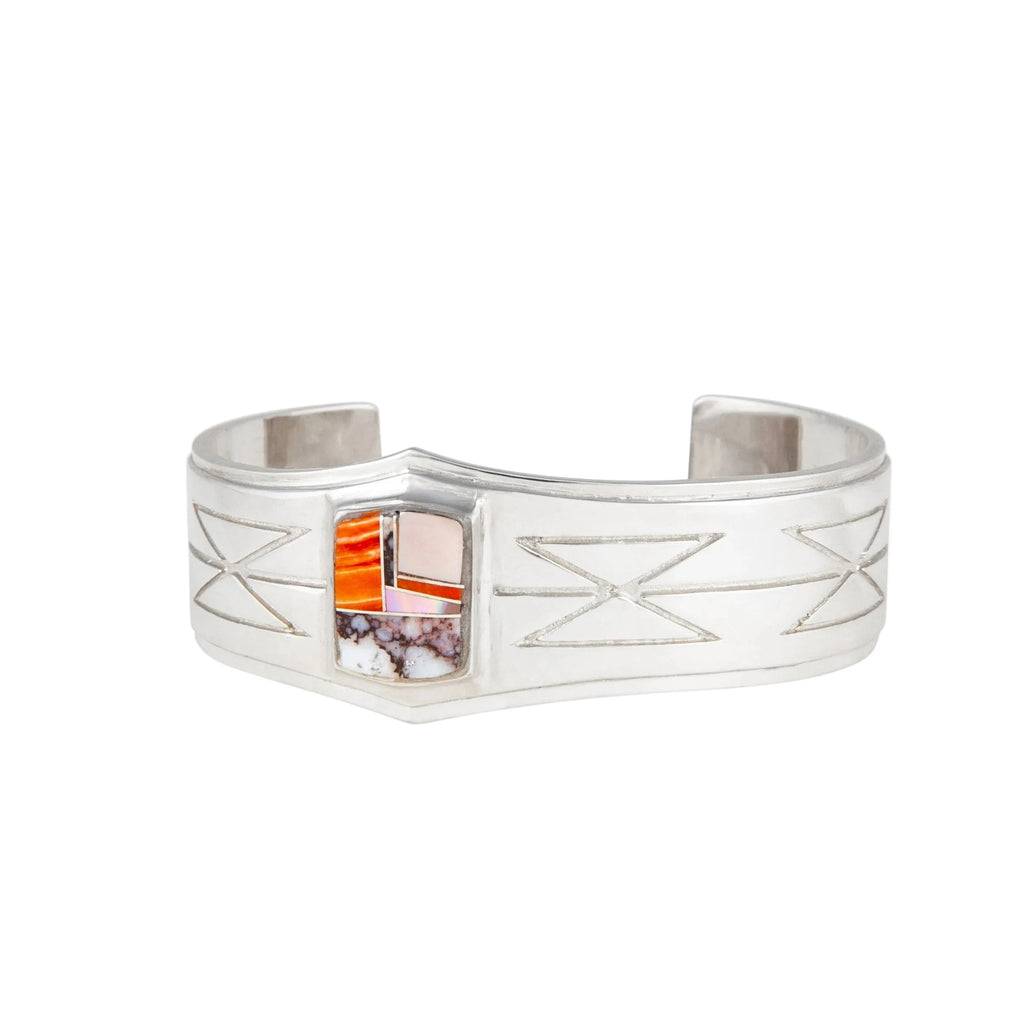 Dineh - Inlay Butterfly Rug Bracelet - Coral