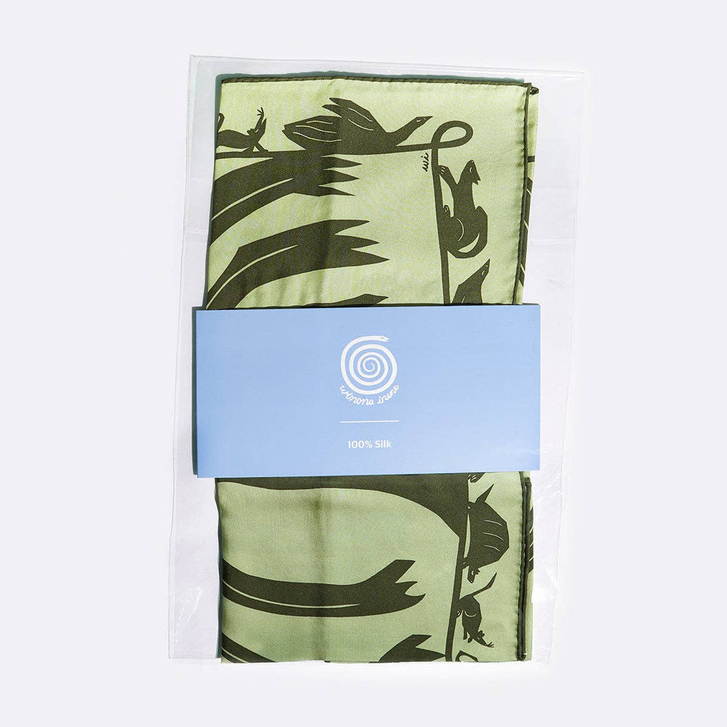 Familiar 100% Silk Scarf Bandana Hand Printed with Animals