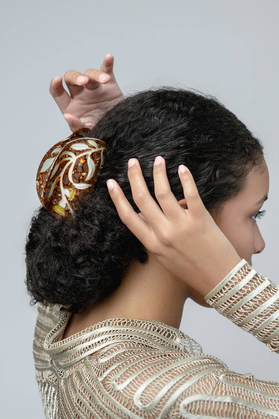 Artemisia Deep Claw - XL Large Hair Clip with Yellow Flowers